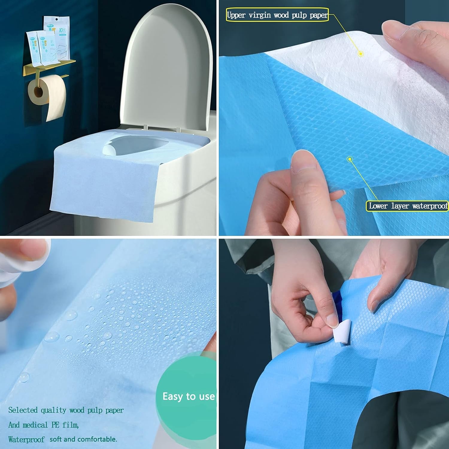 Toilet Seat Covers Disposable, Waterproof Individually Wrapped Large Portable Potty Seat Covers for Kids Potty Training, Road Trip and Public Restrooms