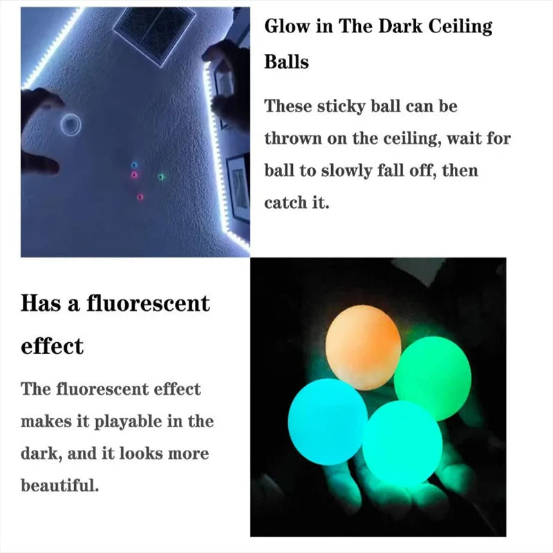 Luminous Ceiling Adhesive Target Interactive Balls Venting and Pressure Reducing Toys with Sticky Grip Throwing Kids Sticky Ball