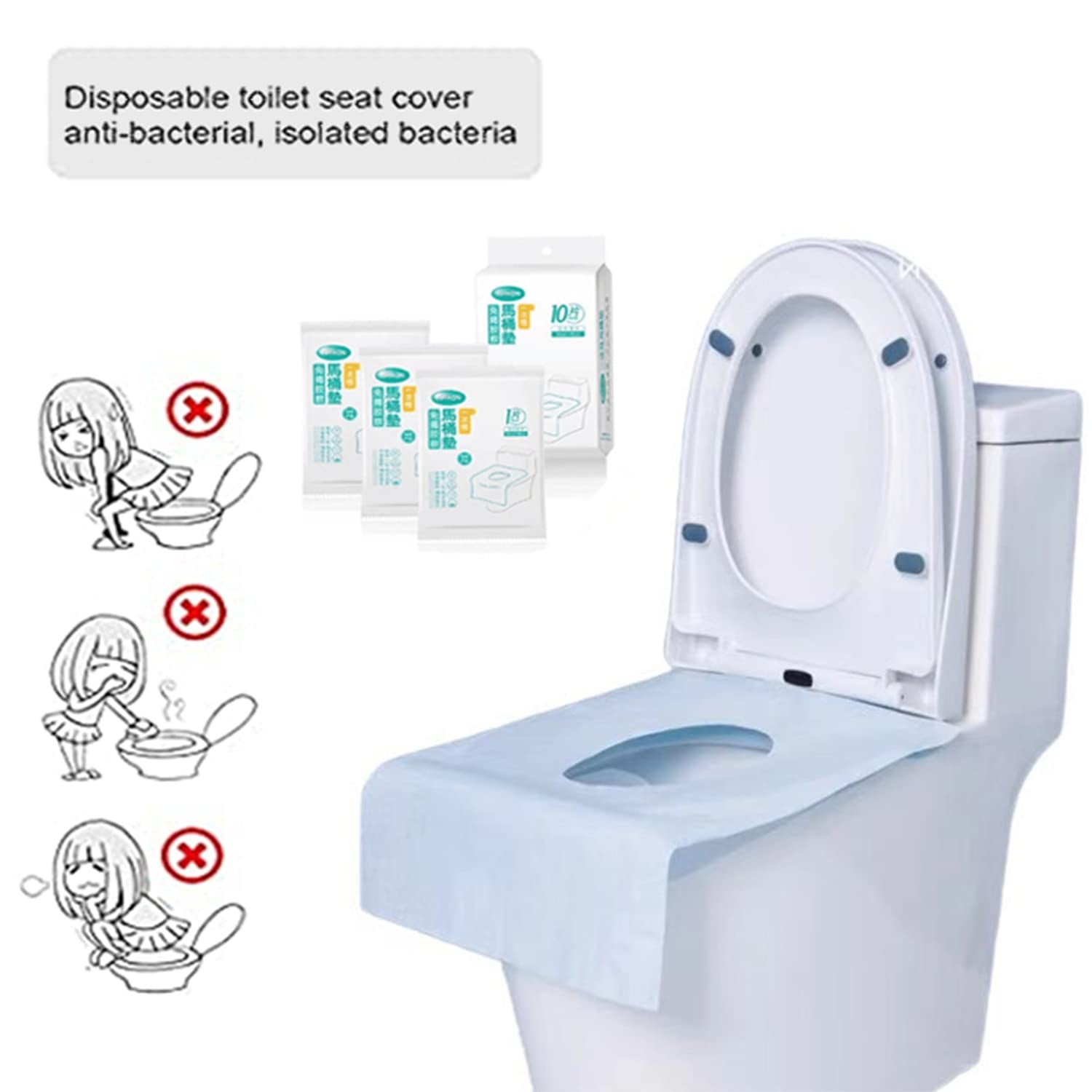 Toilet Seat Covers Disposable, Waterproof Individually Wrapped Large Portable Potty Seat Covers for Kids Potty Training, Road Trip and Public Restrooms